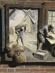 862430 Detail van het gerestaureerde muurmozaïek over het bakkerijproces, gemaakt door de kunstenaar Luigi Amati, dat ...